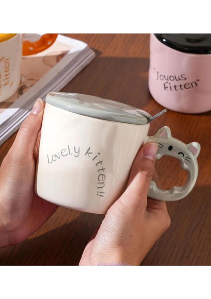 Renkli Kedi Kulplu Seramik Kupa, Sevimli ve Şık Tasarım modelleri