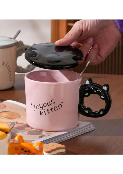 Renkli Kedi Kulplu Seramik Kupa, Sevimli ve Şık Tasarım fırsatları
