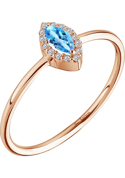 ve Markiz Kesim Mavi Topaz Taşlı Azur Yüzük 0417R0337