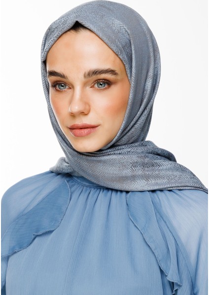 Sahra Desen Çift Taraflı Şal Koyu Gri-Açık Mavi modelleri