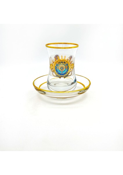 12 Parça 6 Kişilik Yaldızlı Desenli Çay Takımı Seti