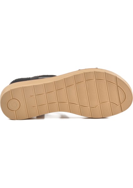 Siyah Hakiki Deri Taş Işlemeli Kadın Sandalet 9634 Z indirimleri