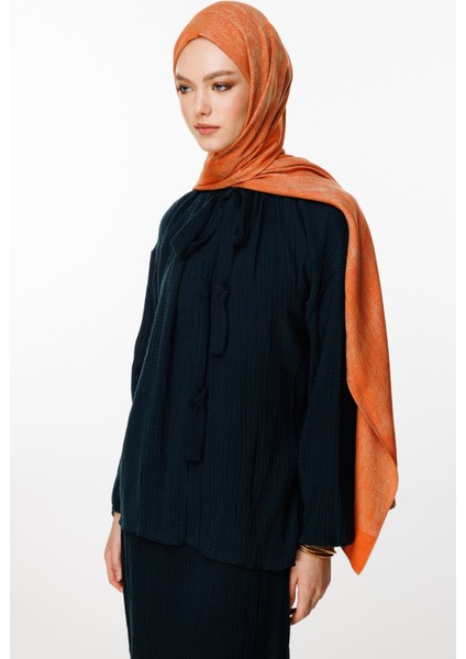 Sahra Desen Çift Taraflı Şal Vizon-Tarçın modelleri