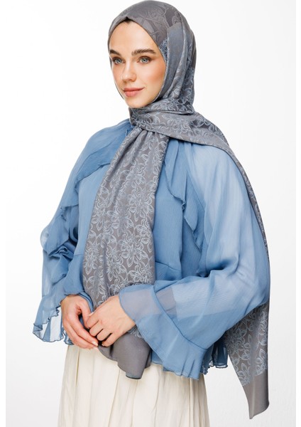 Nora Desen Çift Taraflı Şal Koyu Gri-Açık Mavi fiyatları