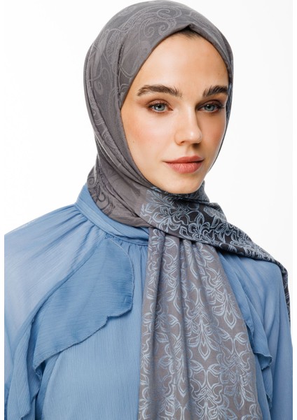 Nora Desen Çift Taraflı Şal Koyu Gri-Açık Mavi fırsatları