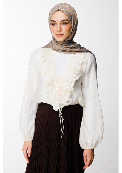 Marrakech Desen Çift Taraflı Şal Vizon-Turkuaz fiyatları