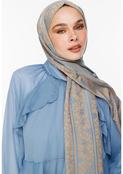 Lavin Desen Çift Taraflı Şal Vizon-Turkuaz modelleri