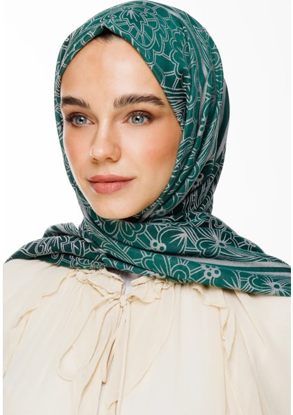 Lavin Desen Çift Taraflı Şal Zümrüt-Pembe