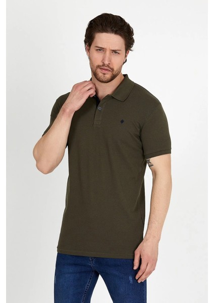 Erkek Haki Polo Yaka Likralı T-Shirt T621 fırsatları