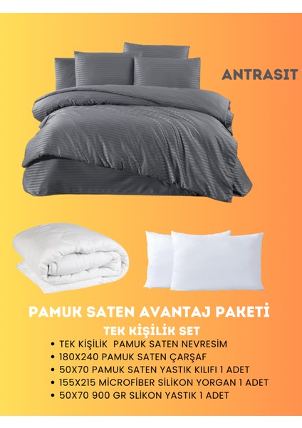 Tek Kişilik Saten Avantaj Paket Siyah