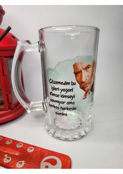 Şık ve Güzel Tasarımlı Yazılı Cam Bira Bardağı, Keyifli Anlar Için Ideal.