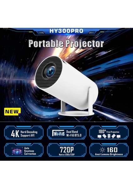 Taşınabilir Android Sinema Projeksiyon Wifi Destekli En Güncel Sürüm Akıllı Projektör Beyaz Hd fırsatları