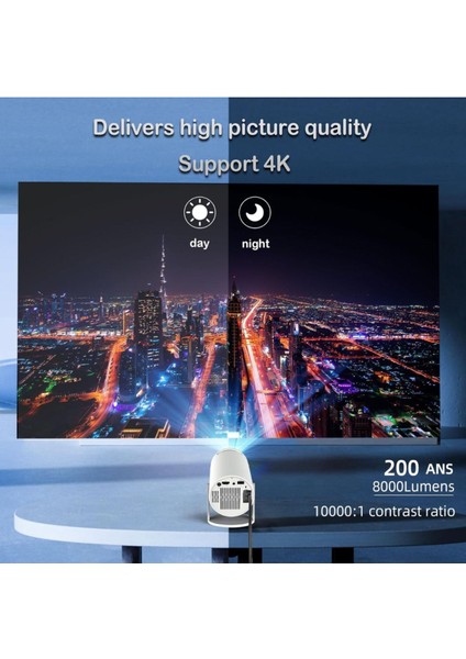 Taşınabilir Android Sinema Projeksiyon Wifi Destekli En Güncel Sürüm Akıllı Projektör Beyaz Hd