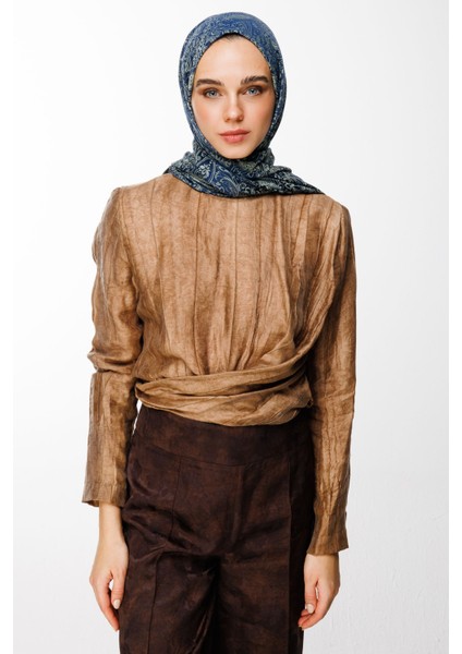 Velora Desen Çift Taraflı Şal Lacivert-Su Yeşili fiyatları