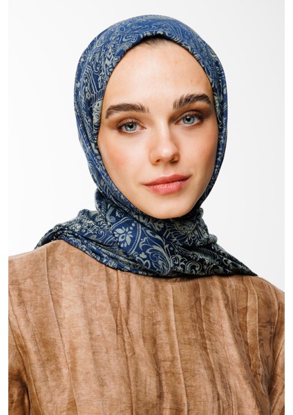 Velora Desen Çift Taraflı Şal Lacivert-Su Yeşili modelleri