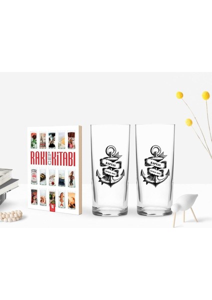 Renkli Tasarımlı Ikili Rakı Bardağı ve Cep Kitaplı Hediye Seti, 6 Kişilik