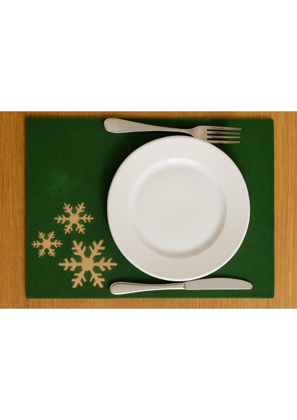 Yılbaşı Temalı Yeşil Keçe Supla Seti 6'lı Set Kar Tanesi Desenli fiyatları