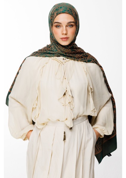 Lavin Desen Çift Taraflı Şal Zümrüt-Kayısı fiyatları