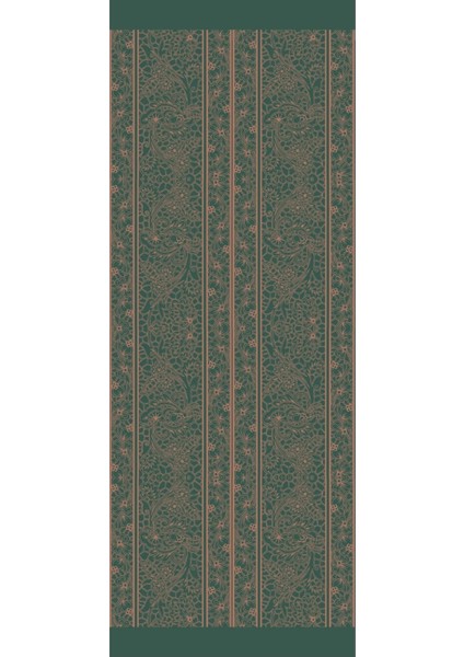 Lavin Desen Çift Taraflı Şal Zümrüt-Kayısı