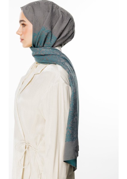 Nora Desen Çift Taraflı Şal Koyu Gri-Zümrüt fiyatları