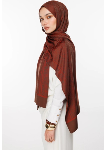 Lavin Desen Çift Taraflı Şal Acı Kahve-Kahve modelleri