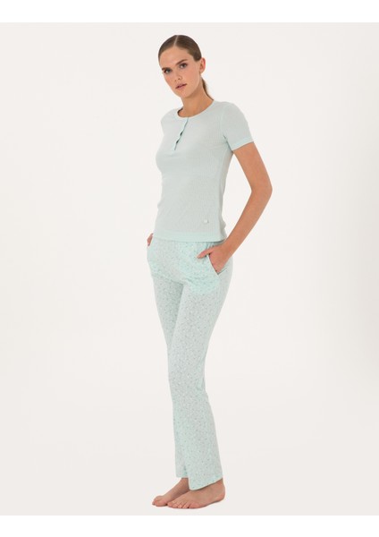 Kadın Mint Kısakollu Pijama Takımı 50318995-VR090 fırsatları