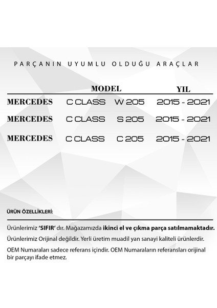 Mercedes C Class W205, C205, S205 için 2'li Port Bagaj Çıta Kapağı fiyatları