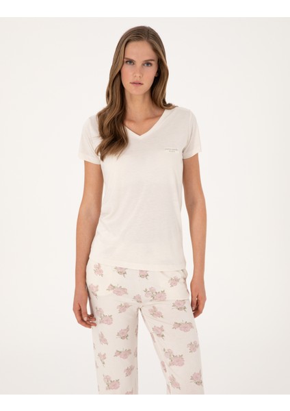 Kadın Krem Pijama Takımı 50319001-VR071 modelleri