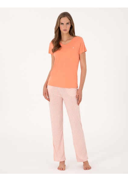 Kadın Somon Kısakollu Pijama Takımı 50319002-VR204