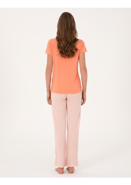 Kadın Somon Kısakollu Pijama Takımı 50319002-VR204 indirimleri