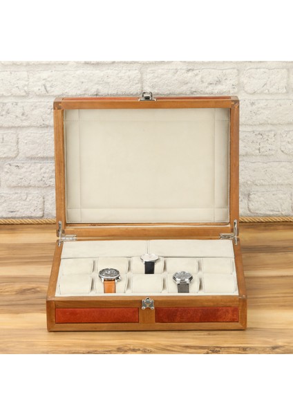 10LU Ahşap Saat Koleksiyon Kutusu Çoklu Saat Kutusu Watch Box