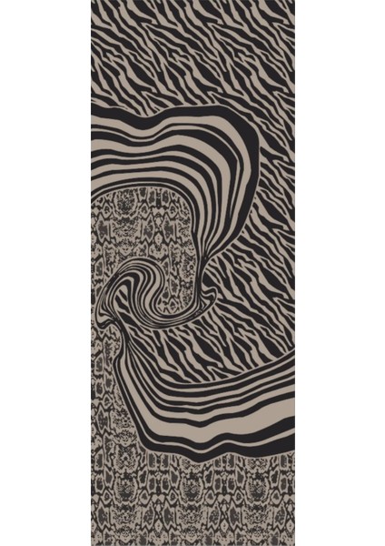 Riad Desen Çift Taraflı Şal Siyah-Bej