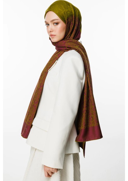 Nora Desen Çift Taraflı Şal Yağ Yeşili-Mürdüm fiyatları