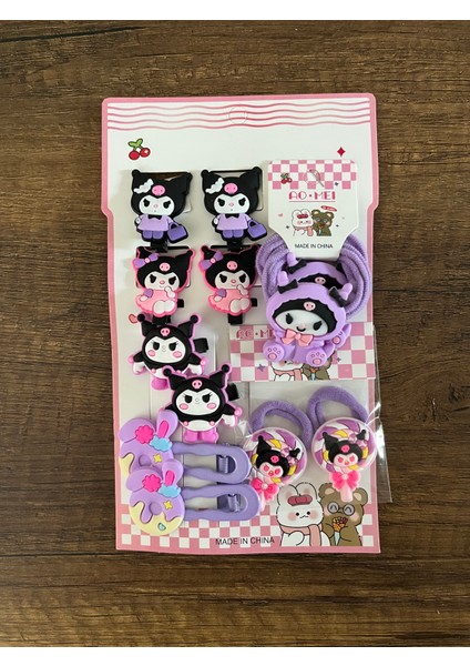 Kız Çocuk Sanrio Kuromi 12'li Toka Seti