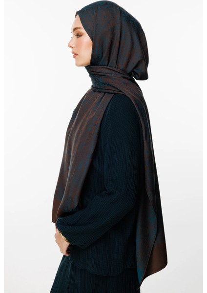 Henna Desen Çift Taraflı Şal Acı Kahve-Petrol Mavisi fiyatları