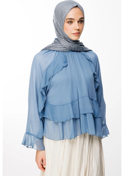 Mayra Desen Çift Taraflı Şal Koyu Gri-Açık Mavi fiyatları