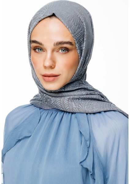 Mayra Desen Çift Taraflı Şal Koyu Gri-Açık Mavi modelleri