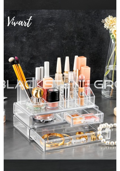 Turuncu Büyük Boy 3 Çekmeceli Makyaj ve Kozmetik Düzenleyici Organizer fiyatları