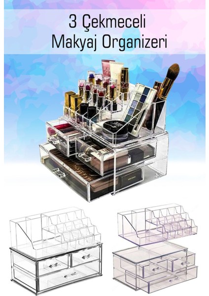 Turuncu Büyük Boy 3 Çekmeceli Makyaj ve Kozmetik Düzenleyici Organizer fırsatları