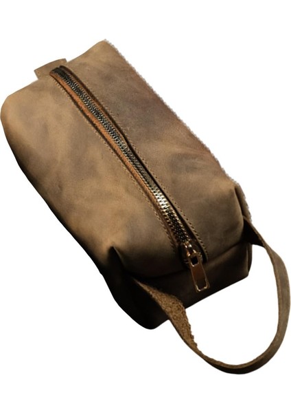 Bideri Perge Hakiki Deri El Çantası Kum