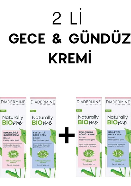 2'li Diadermine Naturally Biome Nemlendirici Gündüz Kremi 50ML + Besleyici Gece Kremi 50ML