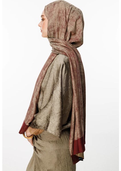 Sahra Desen Çift Taraflı Şal Mürdüm-Somon fiyatları