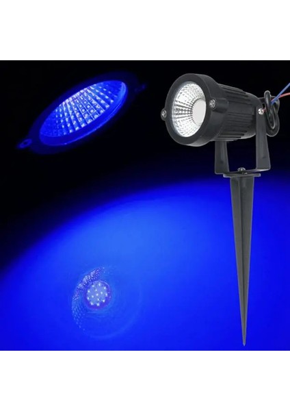 Elektrikle Çalışır 10 Watt Mavi Işık Ampul Dahil Metal Gövde Fonksiyonlu Bahçe Duvar ve Çim Armatürü