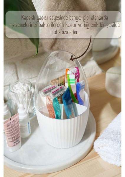 7 Bölmeli Fanus Kapaklı Makyaj Organizeri Şık ve Kullanışlı Tasarım indirimleri