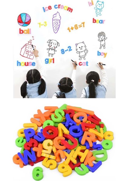 Mr Toy 42 Parça Mıknatıslı Plastik Harf Rakam Işaret Seti (26 Harf + 10 Rakam + 6 Işaret) Mıknatıslı Set modelleri