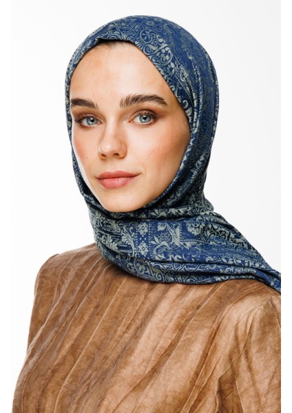 Henna Desen Çift Taraflı Şal Lacivert-Su Yeşili modelleri