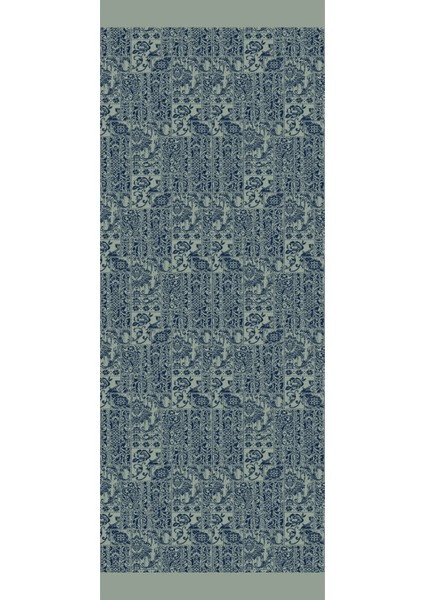 Henna Desen Çift Taraflı Şal Lacivert-Su Yeşili