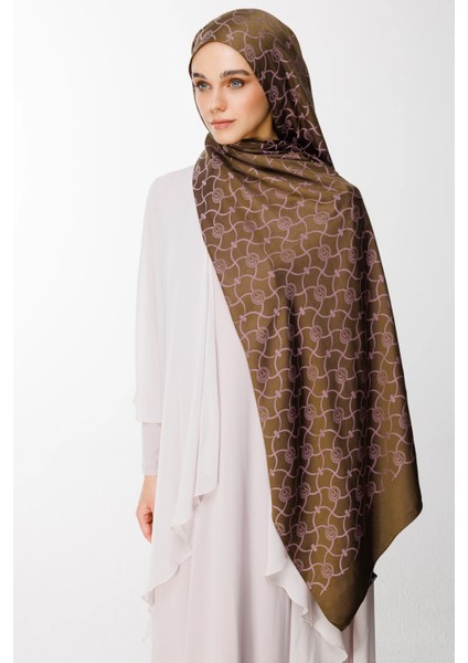 Marrakech Desen Çift Taraflı Şal Koyu Haki-Koyu Gül Kurusu fiyatları