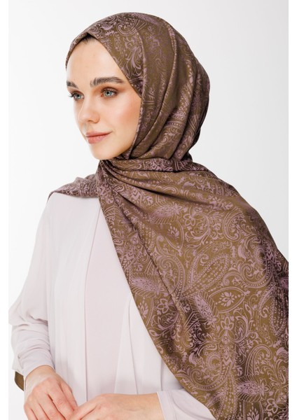 Velora Desen Çift Taraflı Şal Koyu Haki-Koyu Gül Kurusu