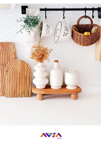 Doğal Bambu Ahşap Top Ayaklı Yükseltici Organizer ve Sunumluk fiyatları